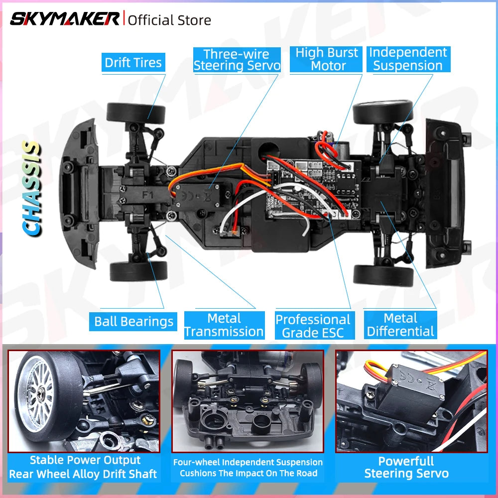 LD1899 1/18 Scale GTR R34 RC Drifting Car - High-Speed Alloy Body with Gyroscope & 2.4GHz RWD Remote Control Racing Vehicle