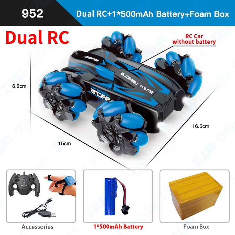 F1 RC Drift Car with LED Lights & Music - 2.4G Gesture Control Stunt Car for Kids - 4WD Electric Fun!