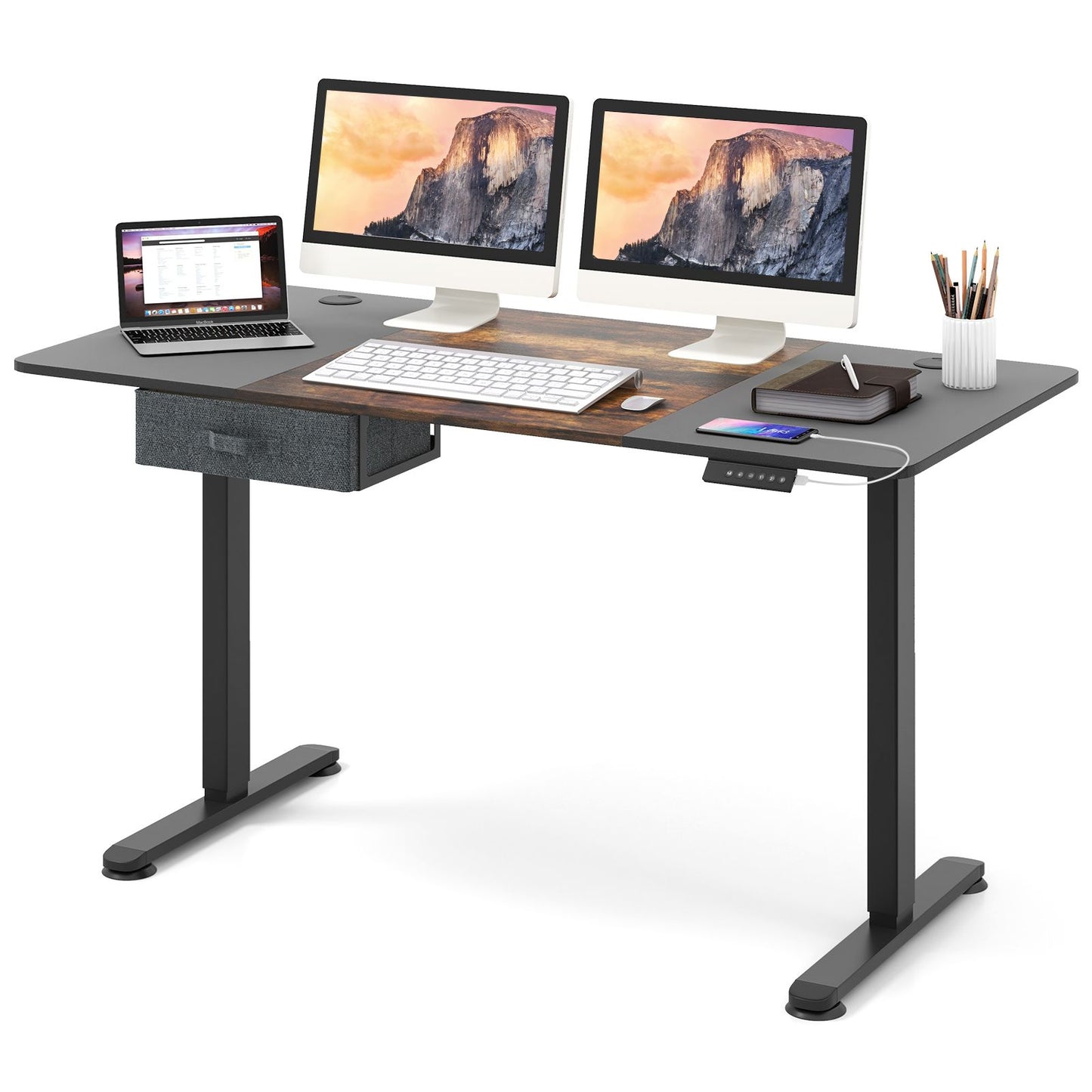 Transform Your Workspace: Electric Height Adjustable Standing Desk with USB Charging Port