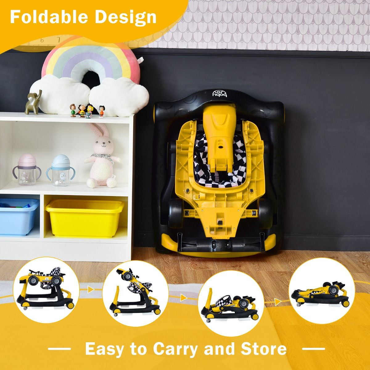 Versatile 4-In-1 Baby Push Walker - Adjustable Height & Speed for Growing Toddlers