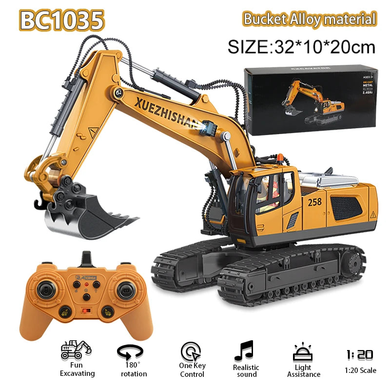 1:24 Scale 9CH Remote Control Alloy Dump Truck - Heavy Excavator Fun!