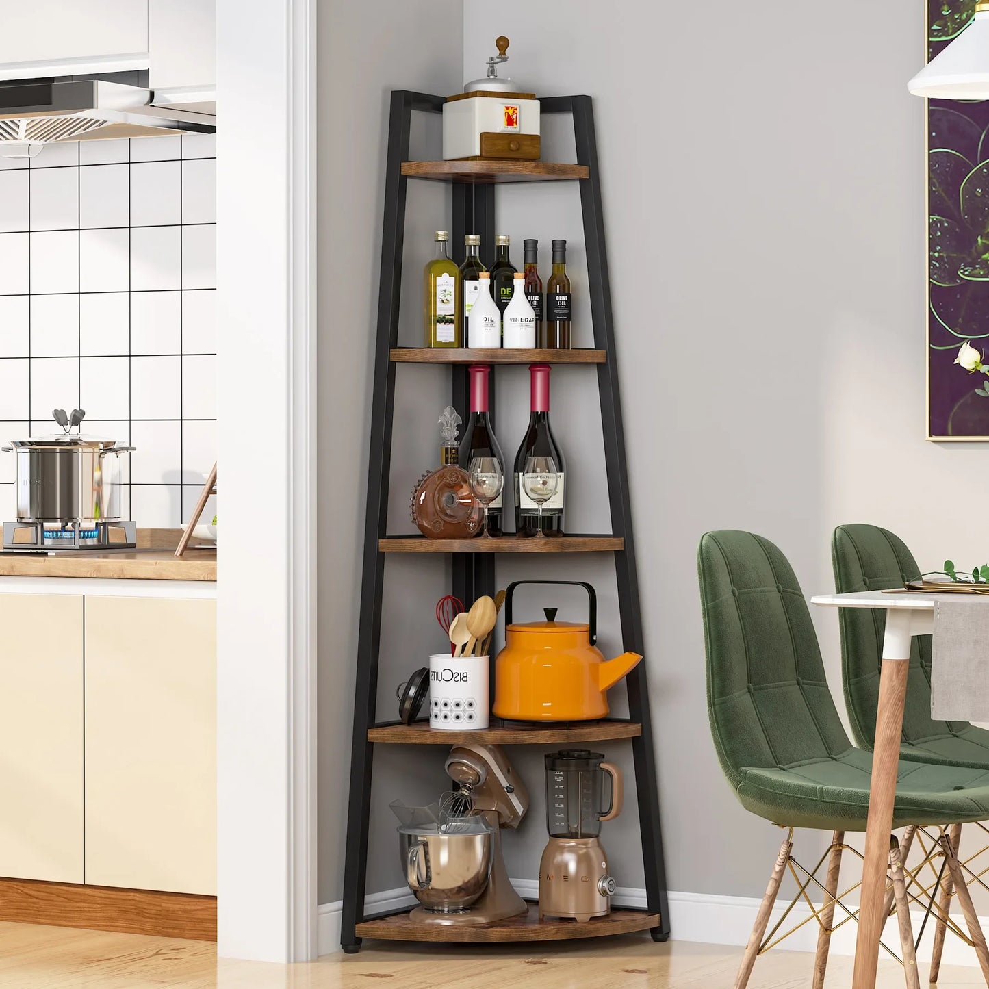 Bookcase Corner Book Shelf Rack Wood Bookshelf Storage Shelves