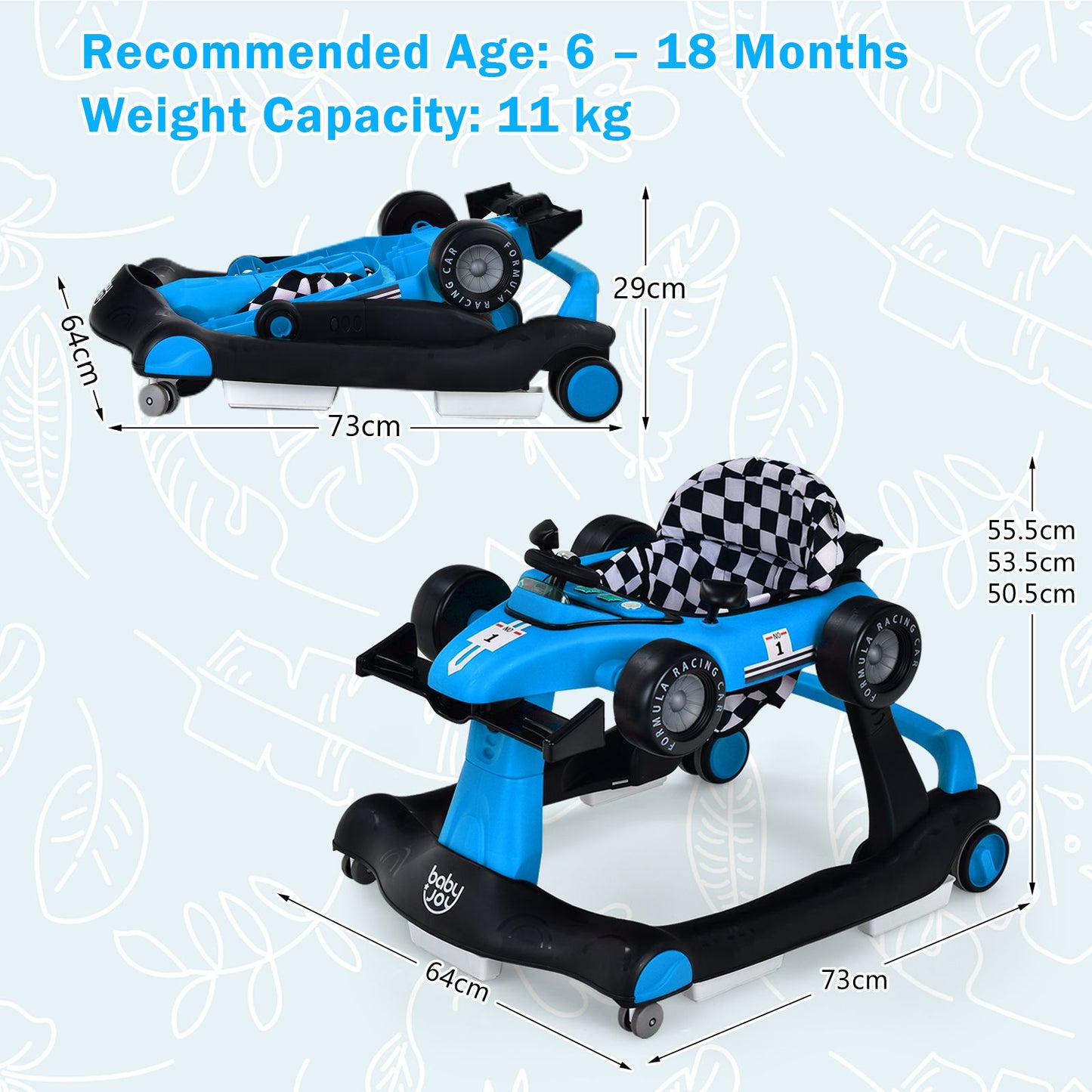 Versatile 4-In-1 Baby Push Walker - Adjustable Height & Speed for Growing Toddlers