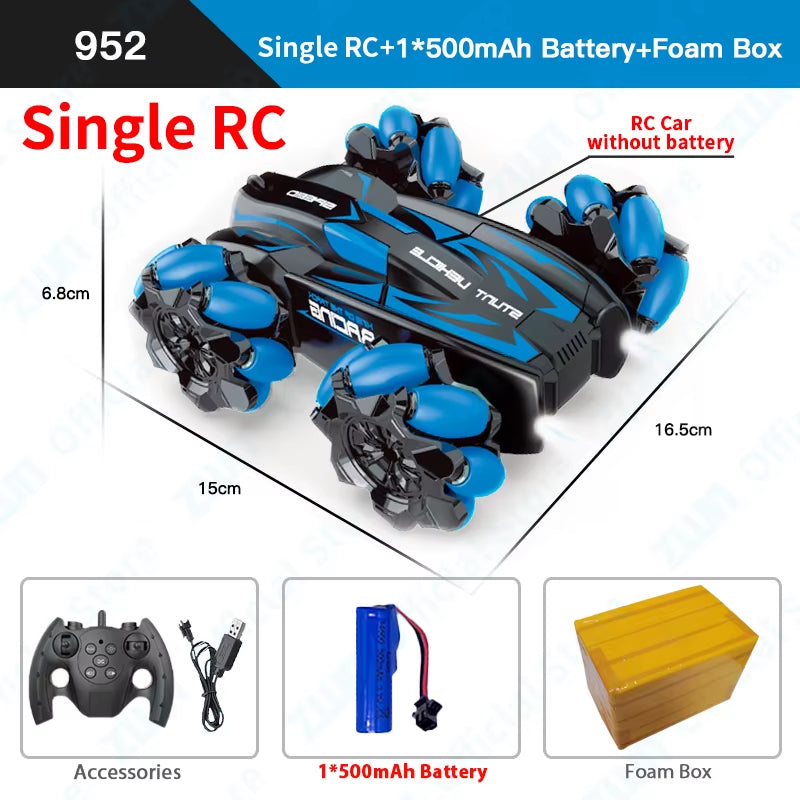 F1 RC Drift Car with LED Lights & Music - 2.4G Gesture Control Stunt Car for Kids - 4WD Electric Fun!