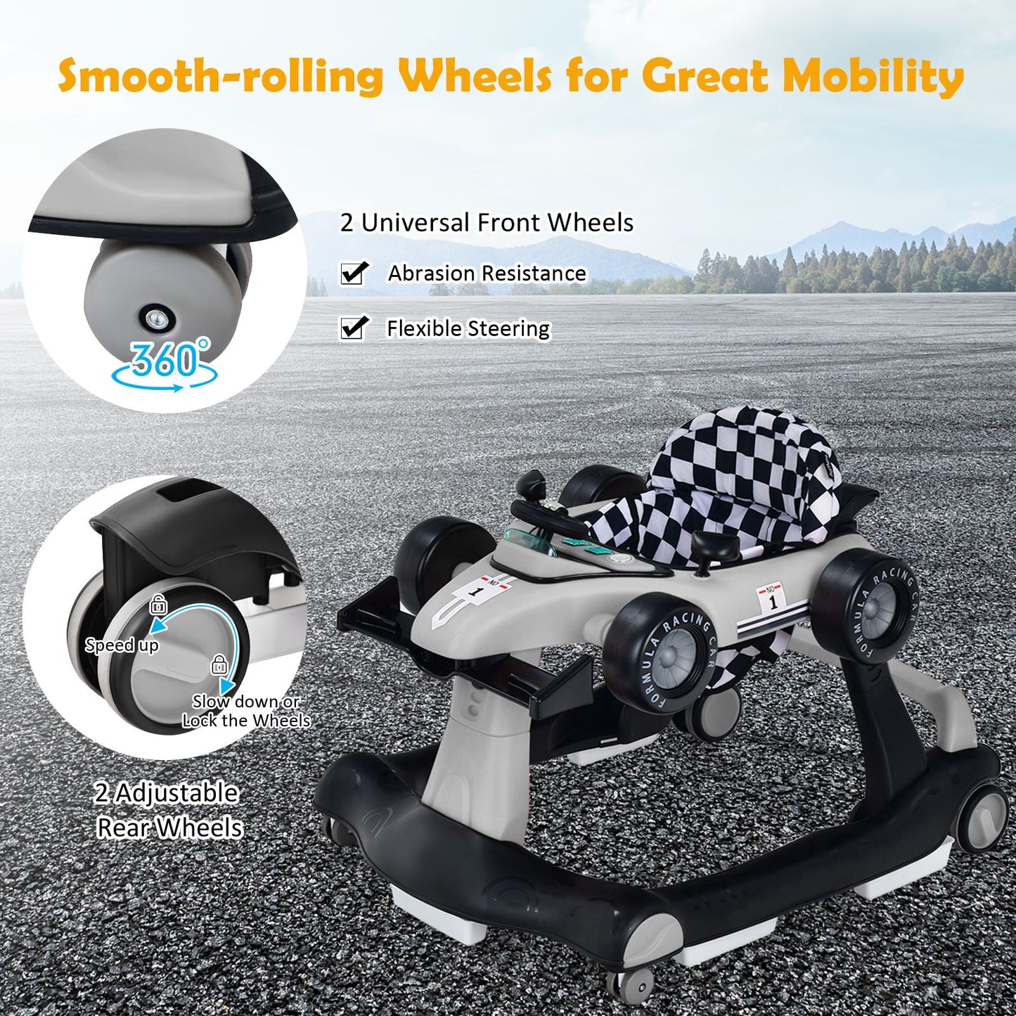 Versatile 4-In-1 Baby Push Walker - Adjustable Height & Speed for Growing Toddlers