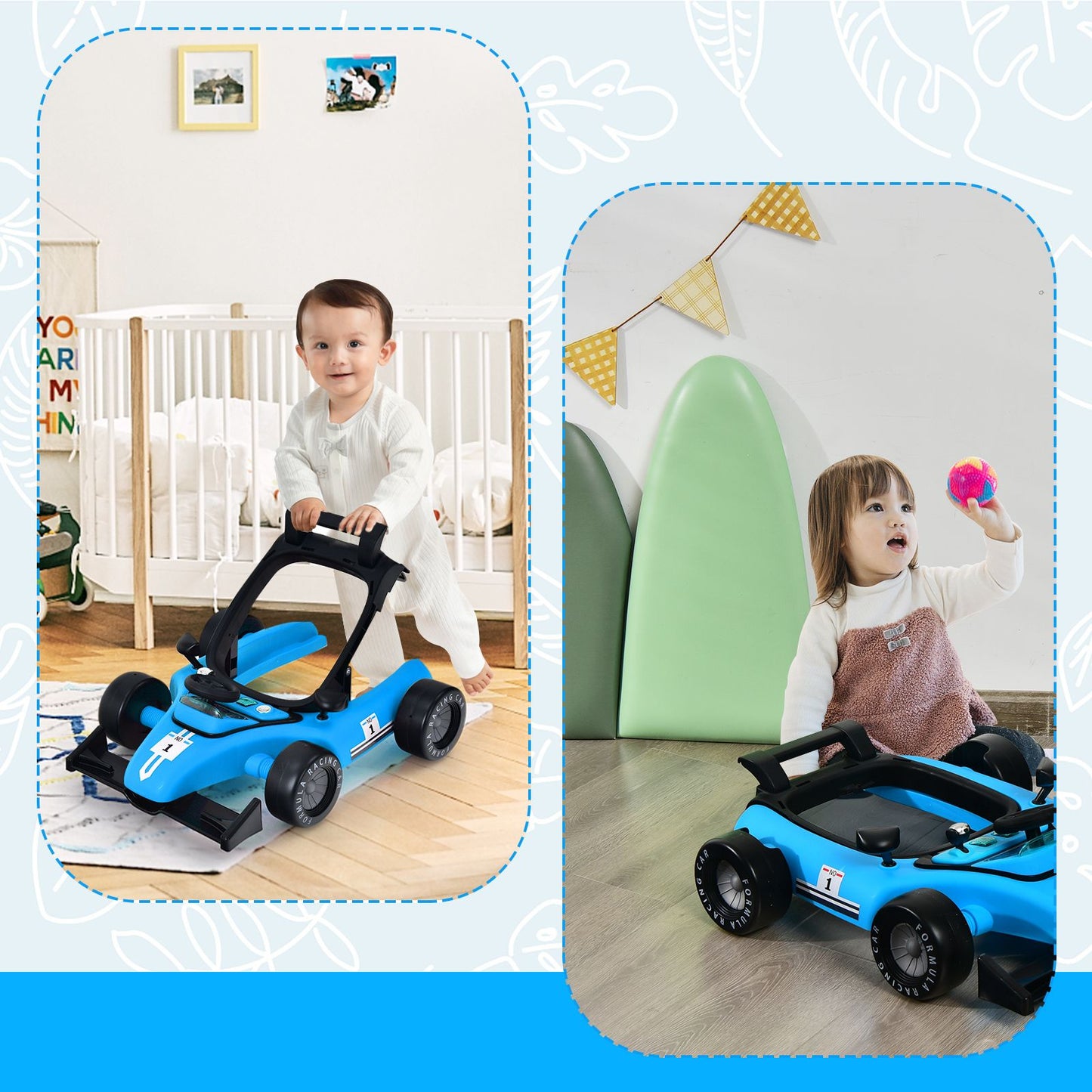 Versatile 4-In-1 Baby Push Walker - Adjustable Height & Speed for Growing Toddlers