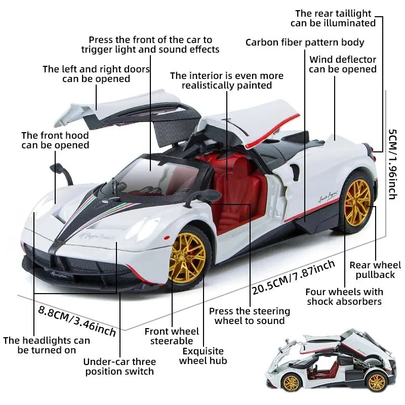 Stunning 1:24 Scale Pagani Alloy Supercar Model
