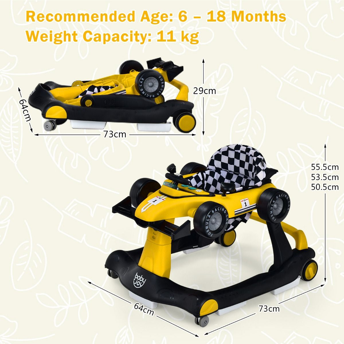 Versatile 4-In-1 Baby Push Walker - Adjustable Height & Speed for Growing Toddlers