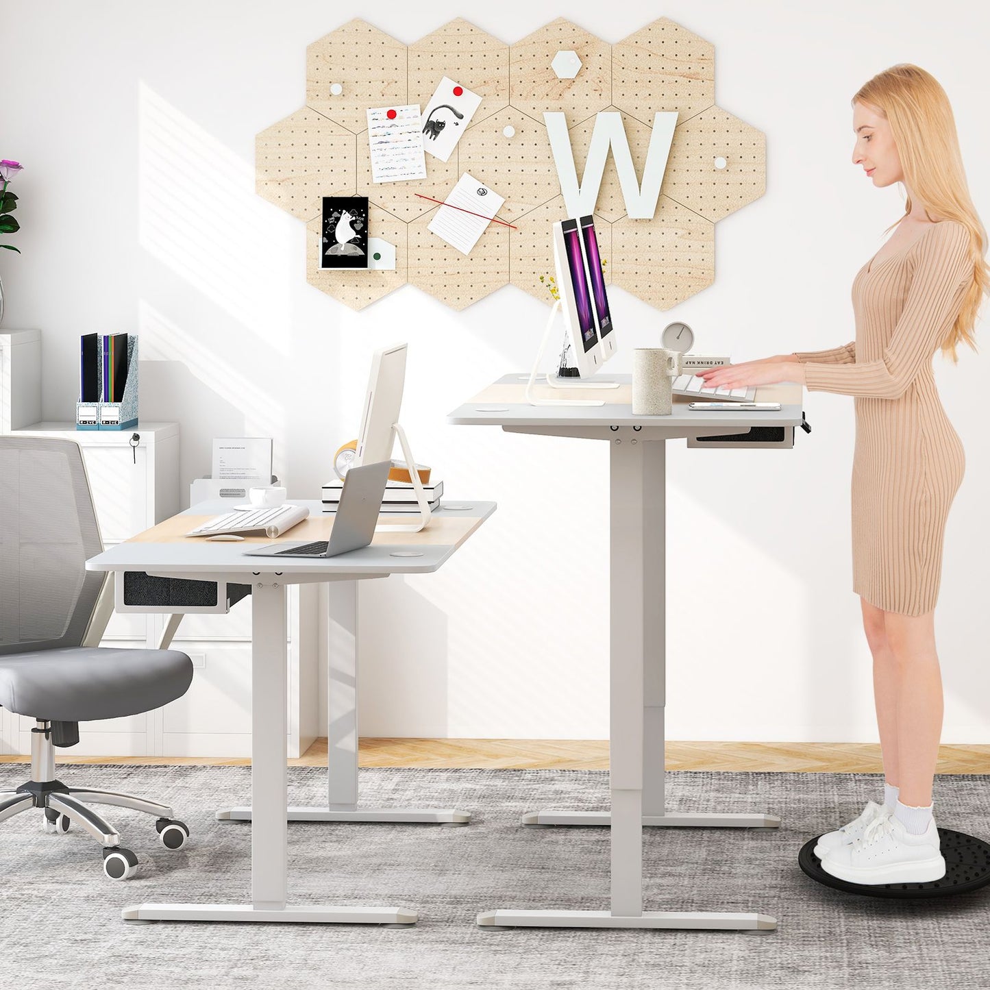 Transform Your Workspace: Electric Height Adjustable Standing Desk with USB Charging Port
