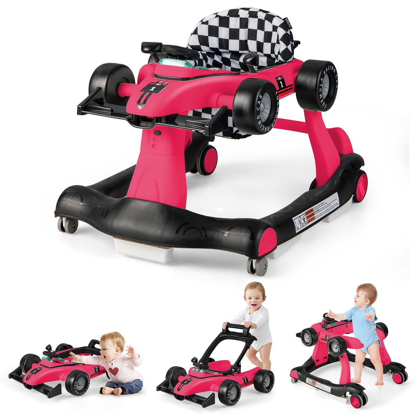 Versatile 4-In-1 Baby Push Walker - Adjustable Height & Speed for Growing Toddlers