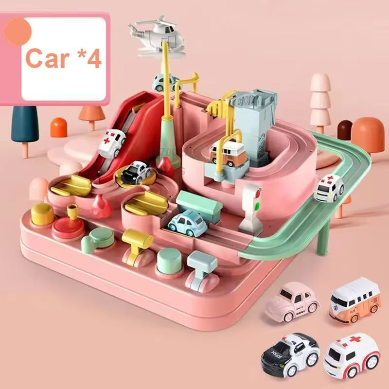 Ultimate Racing Rail Car Adventure Set - Interactive Educational Toy for Kids with Trains, Animals, and Space Rockets!
