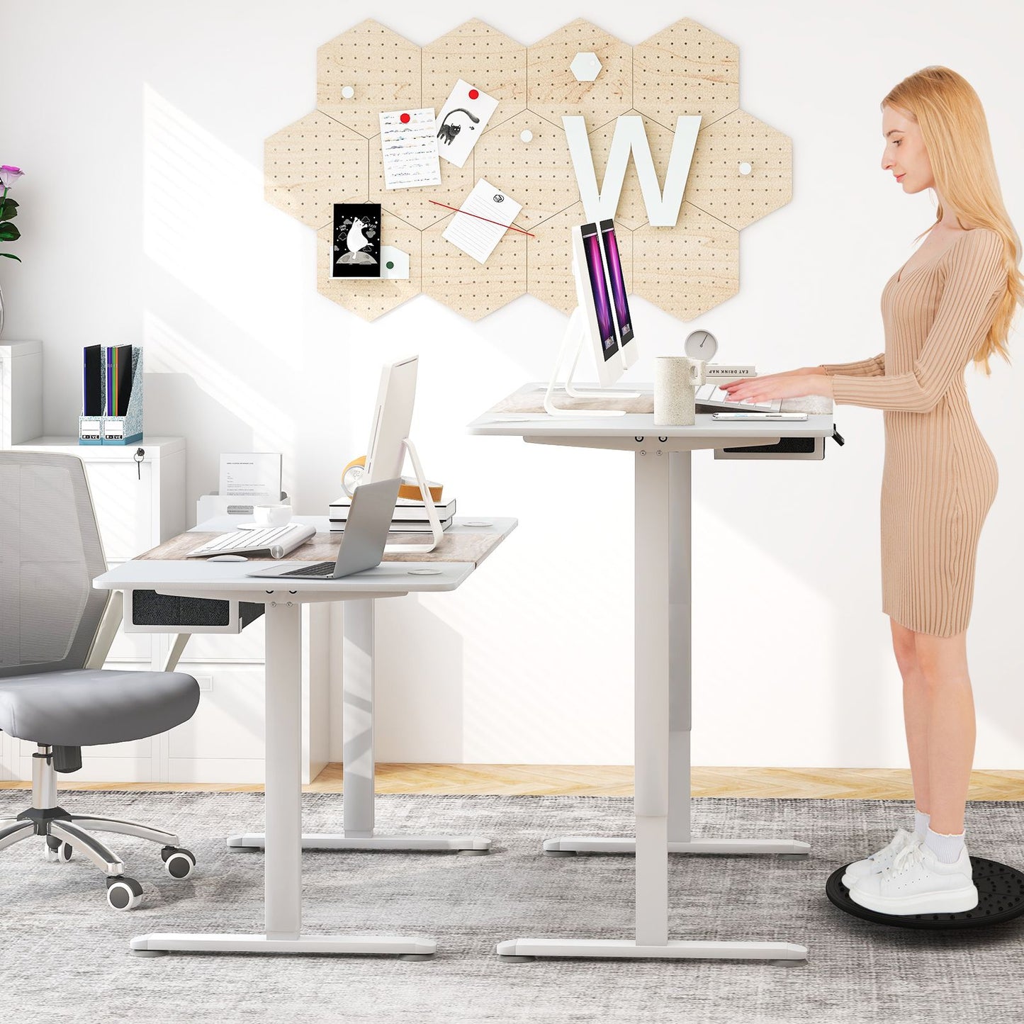 Transform Your Workspace: Electric Height Adjustable Standing Desk with USB Charging Port
