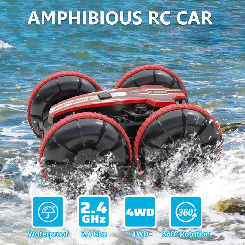 Amphibious Remote Control Car & Boat - 2.4G Waterproof 4WD Stunt Vehicle for All Terrain Fun