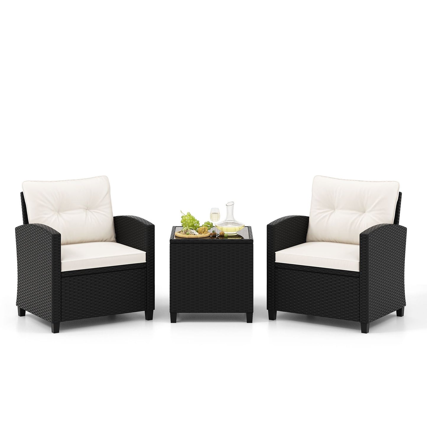 Stylish 3-Piece Rattan Patio Furniture Set with Comfortable Cushions for Ultimate Relaxation