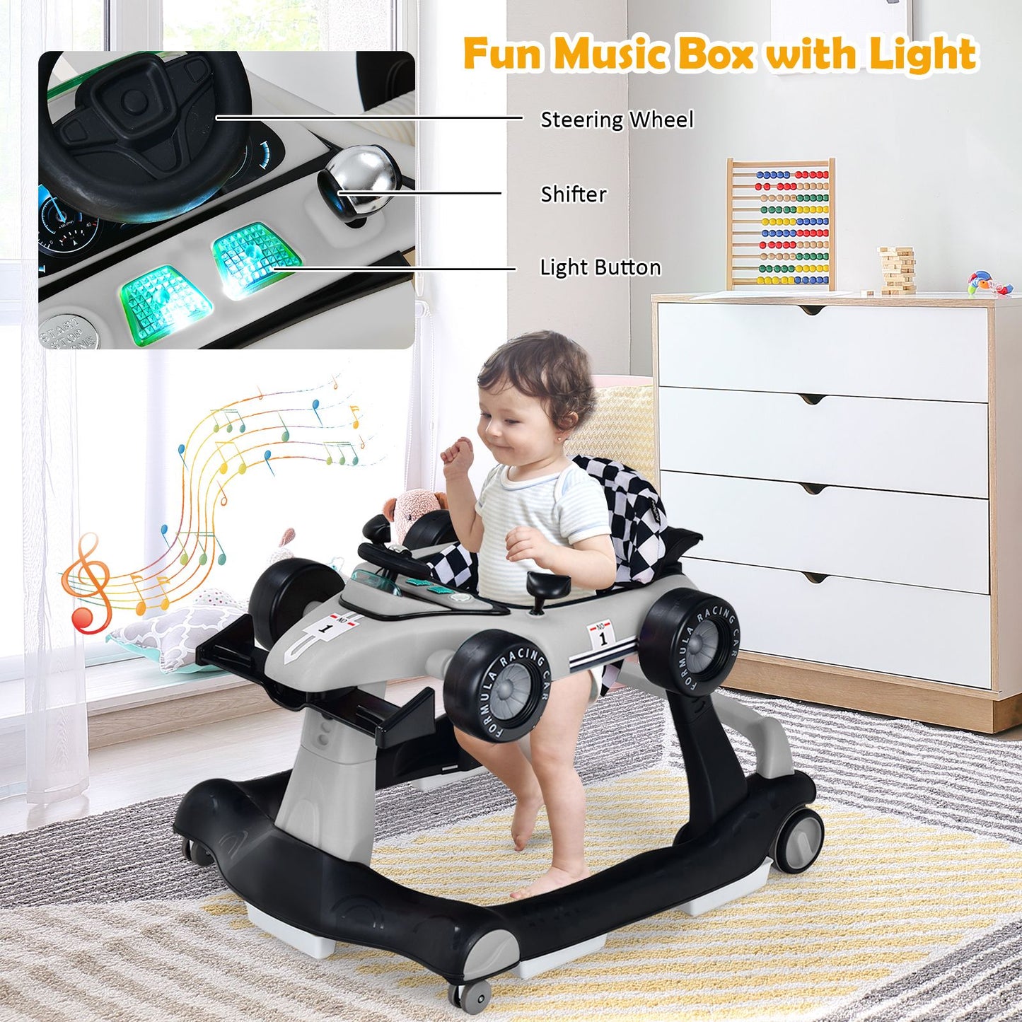 Versatile 4-In-1 Baby Push Walker - Adjustable Height & Speed for Growing Toddlers
