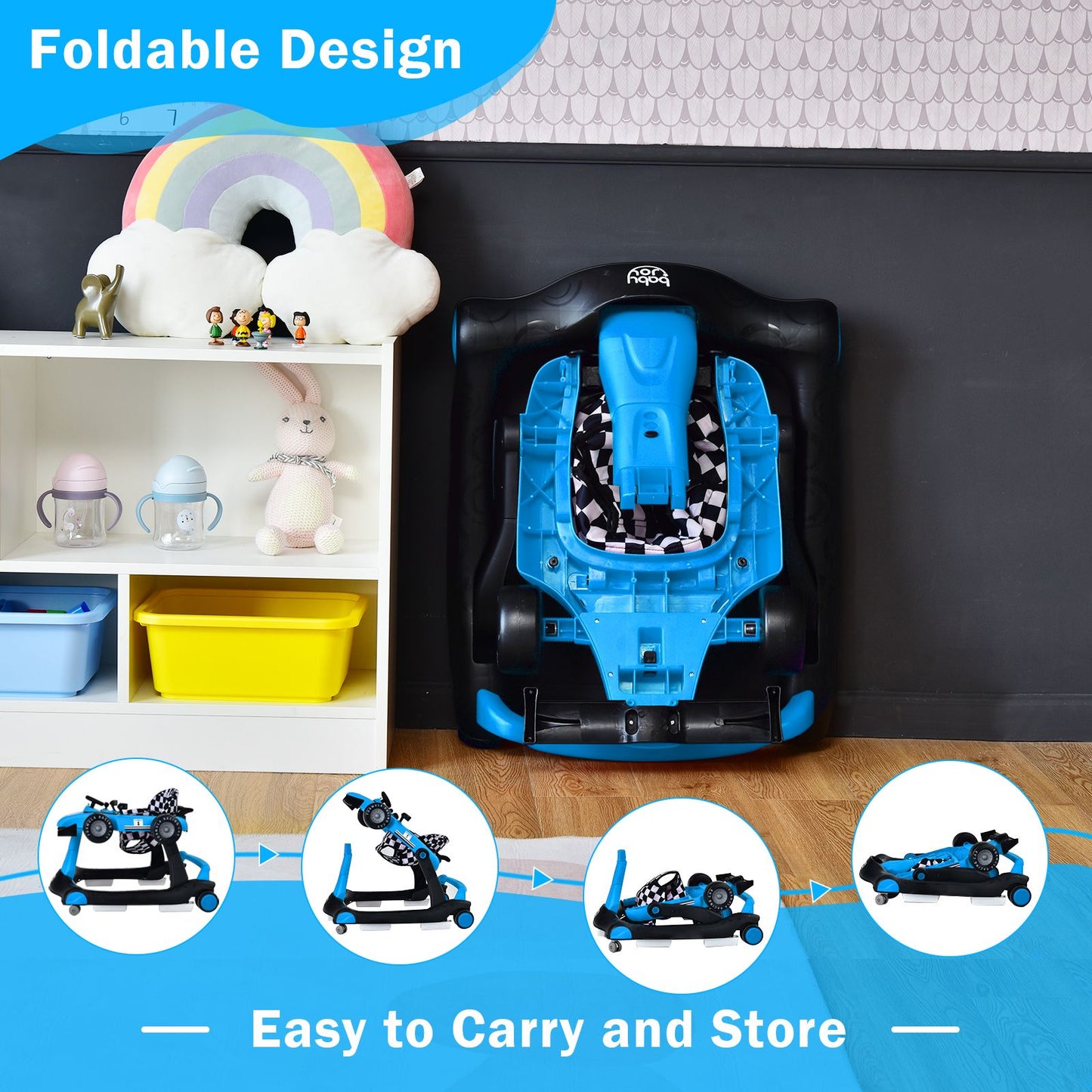 Versatile 4-In-1 Baby Push Walker - Adjustable Height & Speed for Growing Toddlers