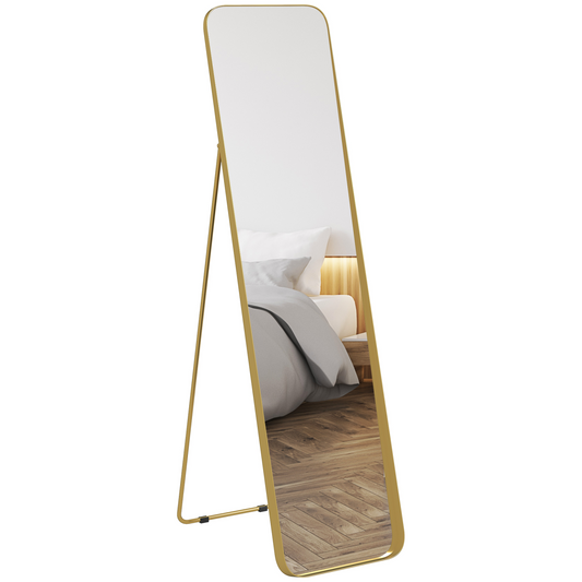 Stylish Full Length Gold-Tone Mirror - 40x160 cm, Elegant & Safe!