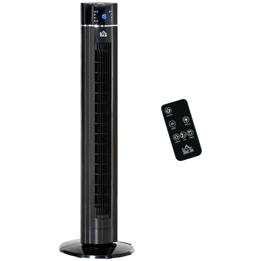 Tower Fan: 3 Speeds, Oscillating, 8-Hour Timer & Remote Control - Black