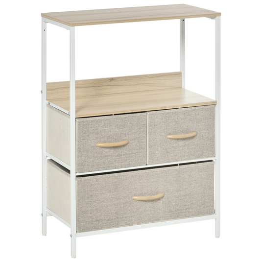 Elegant 3-Drawer Fabric Storage Unit with Shelves - Stylish Home Organizer