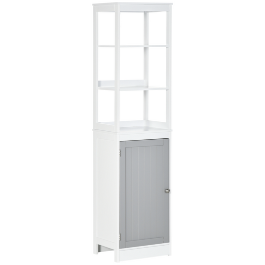 Space-Saving Tall Bathroom Storage Cabinet with Shelves - White