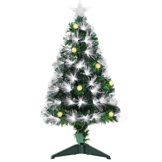 3ft White LED Christmas Tree, 90 LEDs, Star Topper, Tri-Base, Pre-Lit
