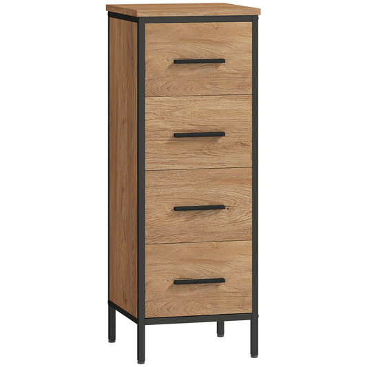 Slim Oak Bathroom Storage Cabinet with 4 Drawers – Space-Saving Solution!