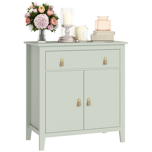 Chic Farmhouse Sideboard with Drawer and Adjustable Shelves - Light Green