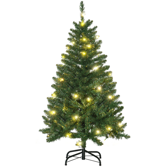 4ft Warm White LED Christmas Tree with 8 Pre-set Patterns, Green