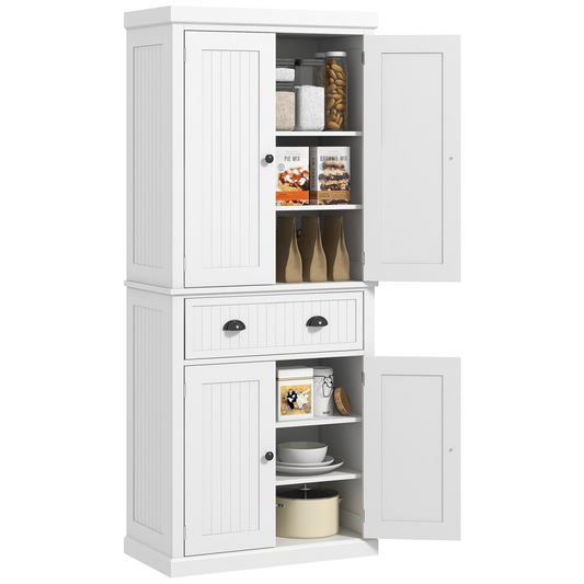 Chic Freestanding Kitchen Storage Cabinet with Adjustable Shelves & Drawers