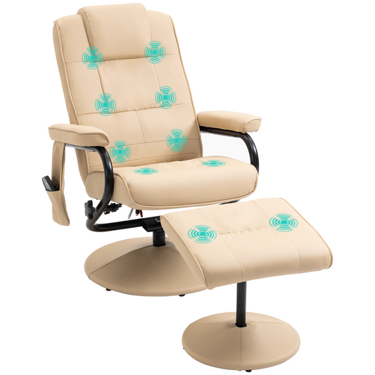 Luxurious Cream Recliner Chair with Massage & Footrest – Ultimate Comfort