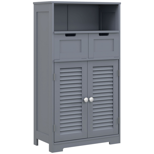 Kleankin Compact Bathroom Storage Cabinet with Stylish Louvred Doors