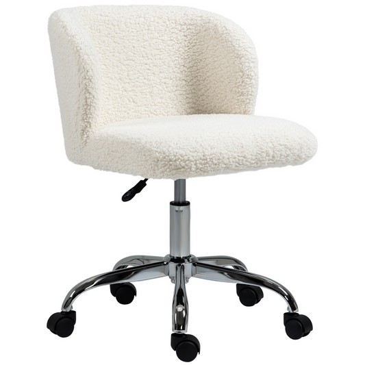 Stylish White Swivel Office Chair with Adjustable Height & Mobility