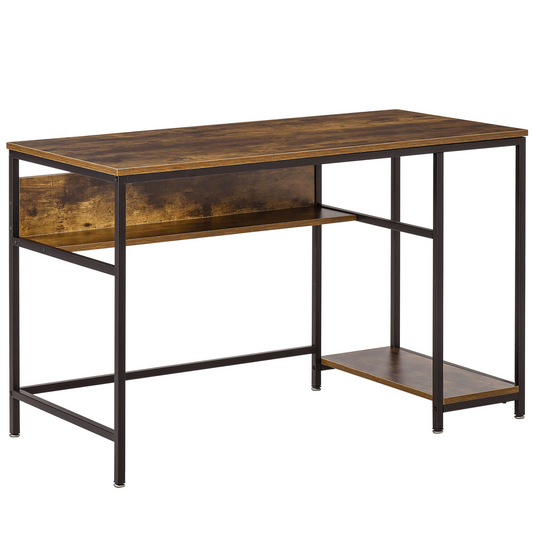 Rustic Brown Computer Desk Workstation with Storage - Stylish & Functional
