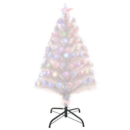 3ft Pre-Lit Artificial Christmas Tree with Fibre Optic LEDs - Xmas White