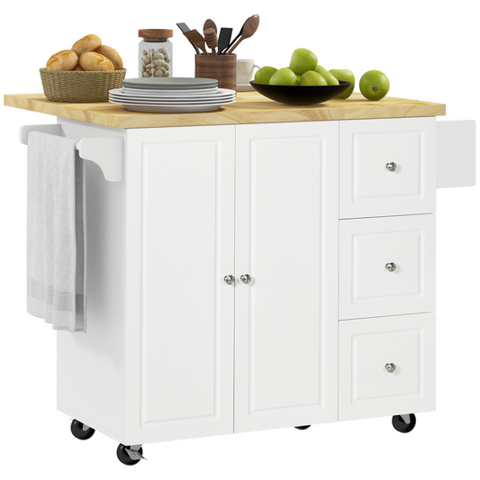 Versatile Drop-Leaf Kitchen Island on Wheels: Stylish Storage & Easy Mobility