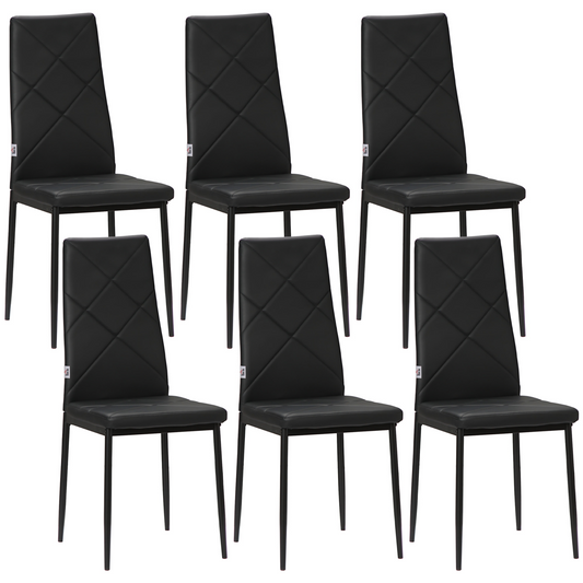 Set of 6 Stylish Black Faux Leather Dining Chairs for Ultimate Comfort