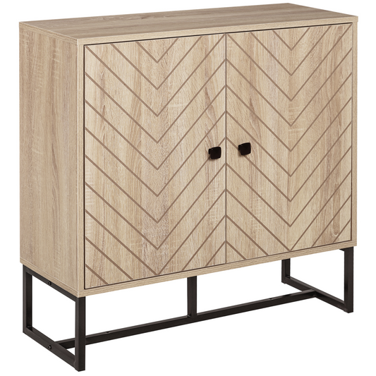 Stylish Embossed Arrow Storage Cabinet with Adjustable Shelf & Metal Base