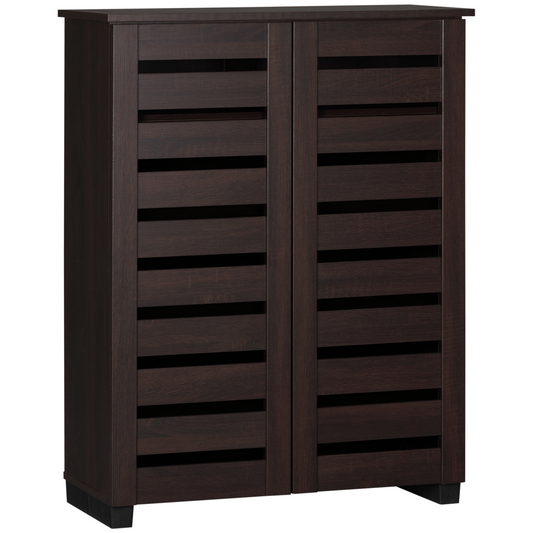 Elegant Shoe Cabinet - 15-Pair Capacity with Adjustable Shelves & Slatted Doors