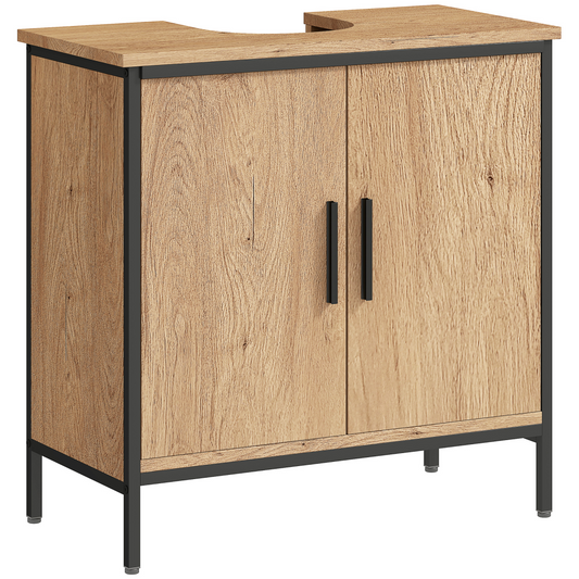 Chic Oak Under Sink Cabinet with Adjustable Shelf & Dual Doors