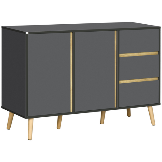 Stylish Dark Grey Sideboard with Adjustable Shelves & Double Doors