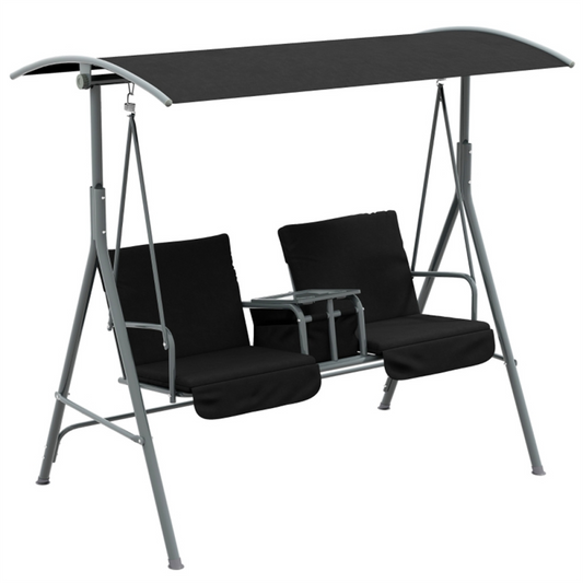 Double Seat Outdoor Patio Swing Chair with Adjustable Canopy