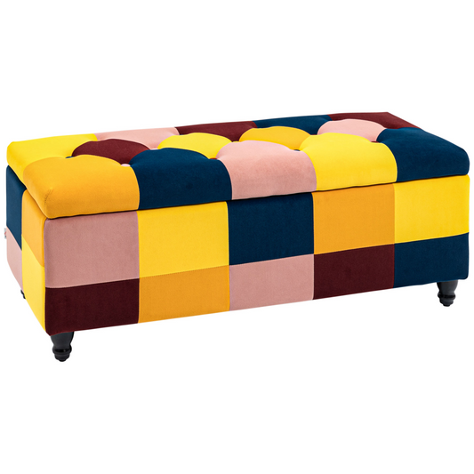 Chic Velvet Storage Ottoman: Stylish Button-Tufted Footstool with Hidden Space
