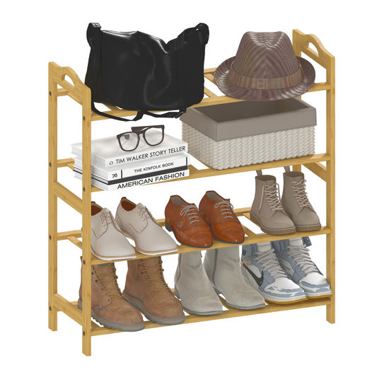 Stylish Bamboo 4-Tier Shoe Rack – Organize with Elegance & Versatility