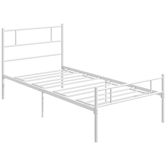 Metal Single Bed Frame with Headboard, Underbed Storage & Noise-Free Design