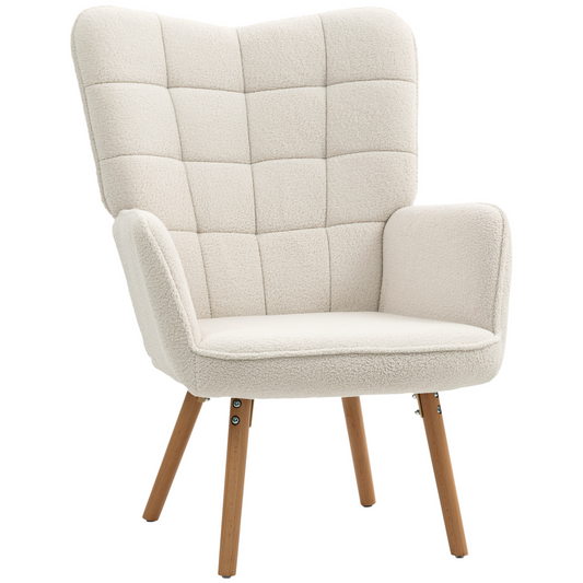 Cream White Wingback Armchair: Stylish Comfort with Cozy Upholstery
