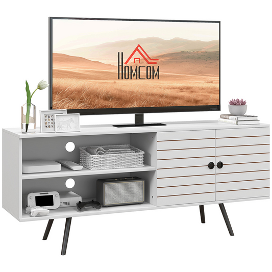 Modern 65" TV Stand with Open Shelves & Cable Management - White