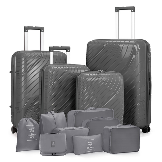 Iron Telescopic 4-Piece Luggage Set: Stylish Dark Gray with Travel Essentials
