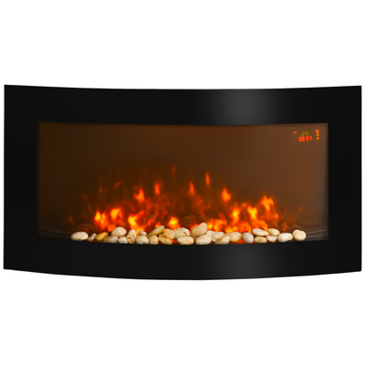Elegant Wall-Mounted Electric Fireplace with LED Flames & Heater
