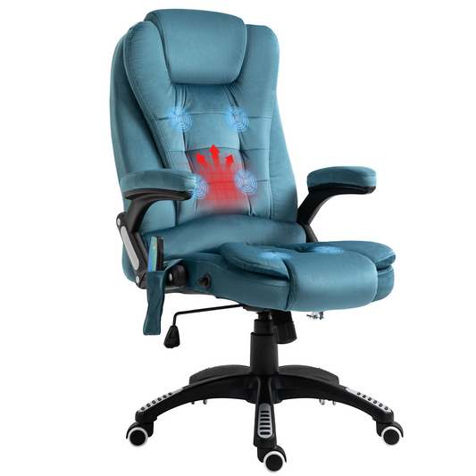 Ultimate Comfort Executive Reclining Chair with Massage & Heating - Blue