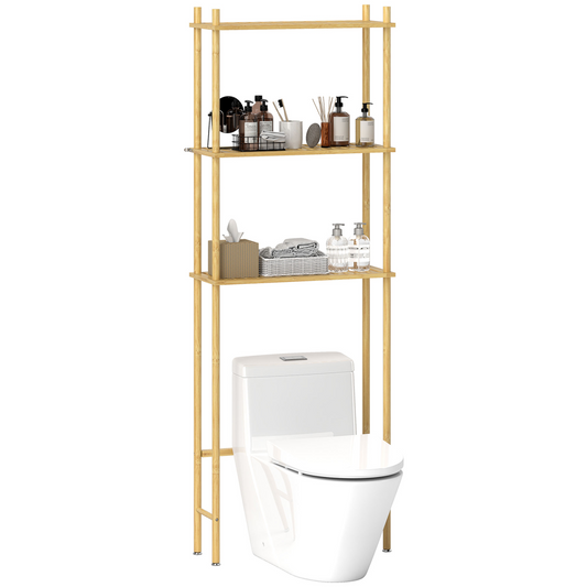 Maximize Space: Bamboo Over Toilet Storage Unit with 3 Shelves